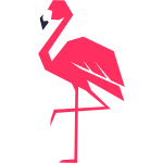 a pink flamingo on a black background